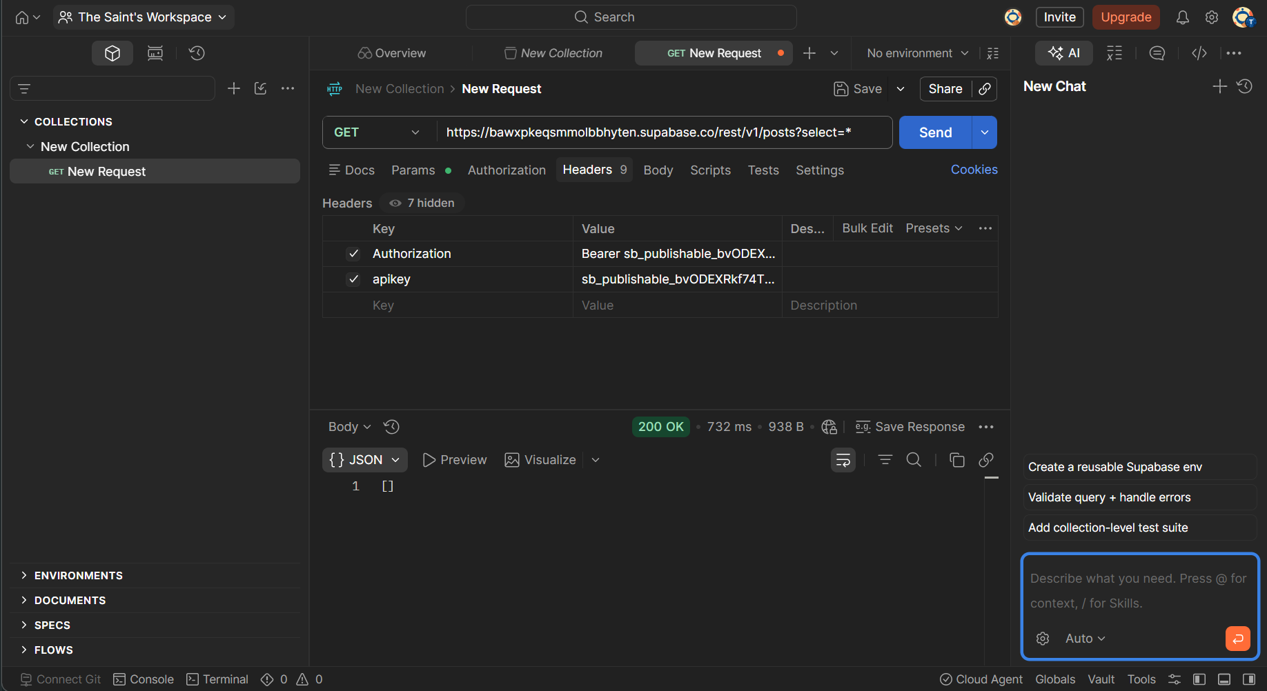Testing the Supabase REST API in Postman